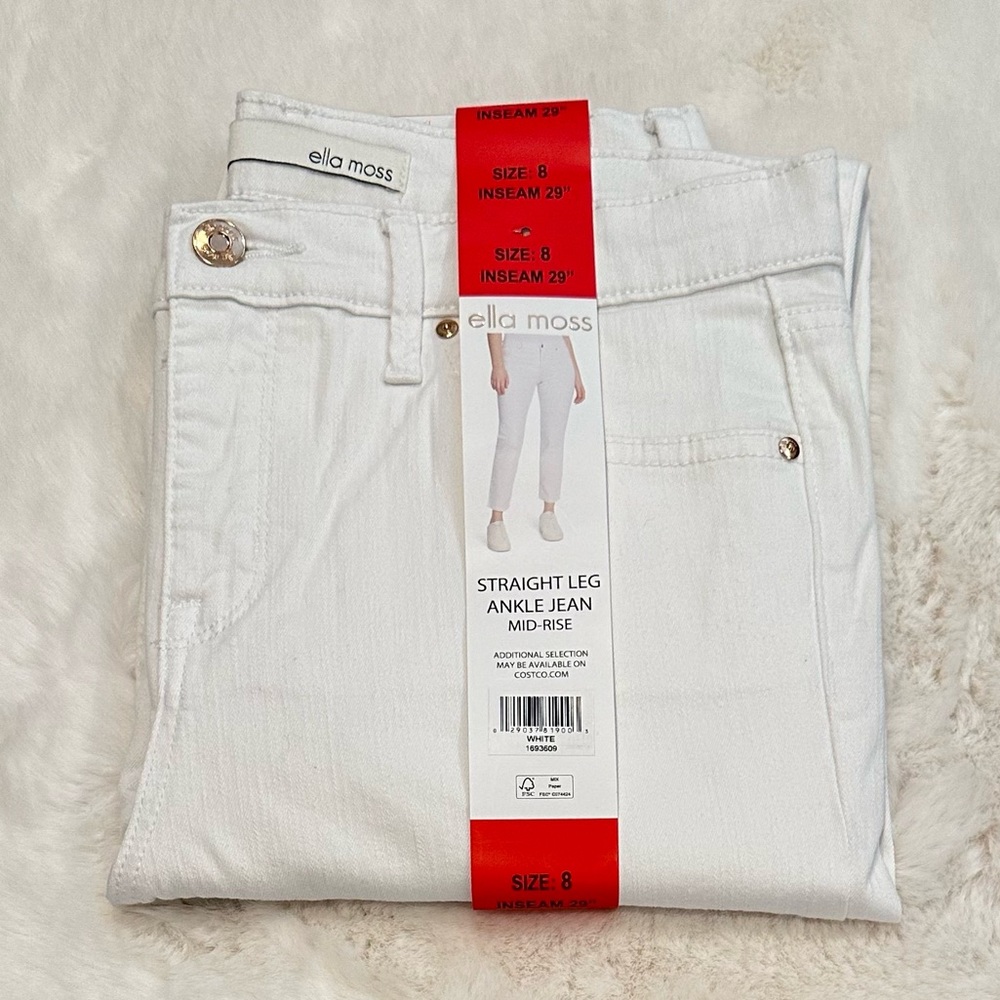 - Ella Moss Ladies' Straight Mid-Rise Ankle Jeans, White - Picture 9 of 11